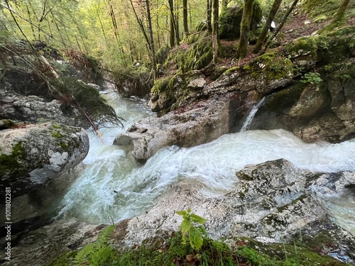 The Šunik water grove or waterfalls on the Lepenca stream (Bovec, Slovenia) - Der Sunik-Wasserhain oder Wasserfälle am Bach Lepenca (Bovec, Slowenien) - Šunikov vodni gaj v Lepeni (Bovec, Slovenija) photo