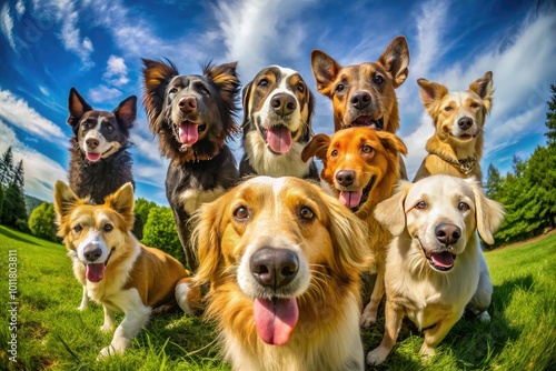 A Diverse Collection of Adorable Dogs Showcasing Various Breeds in a Beautiful Outdoor Setting