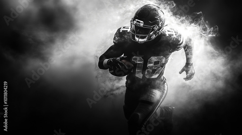 Wallpaper Mural silhouette of American football player running with smoke effect . Torontodigital.ca