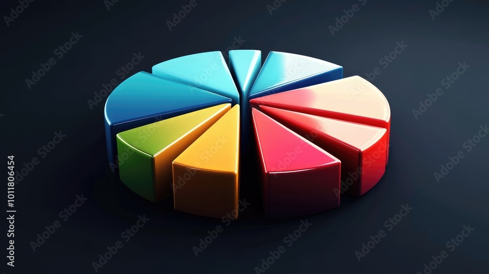 Obraz premium Colorful 3D Pie Chart on Dark Background