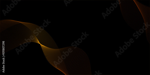 Futuristic waves curved neon light effect geometric patterns, geometric abstract smooth wave lines element speed sound energy wave lines on black background, Dark premium background design with lines.
