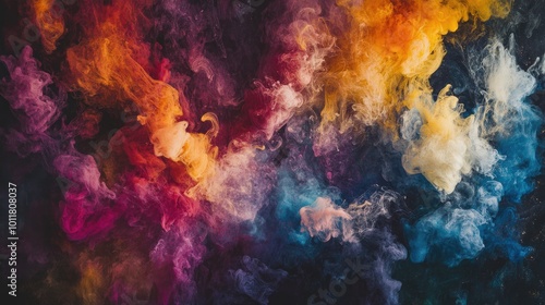 Abstract Colorful Smoke Blends in Artistic Display