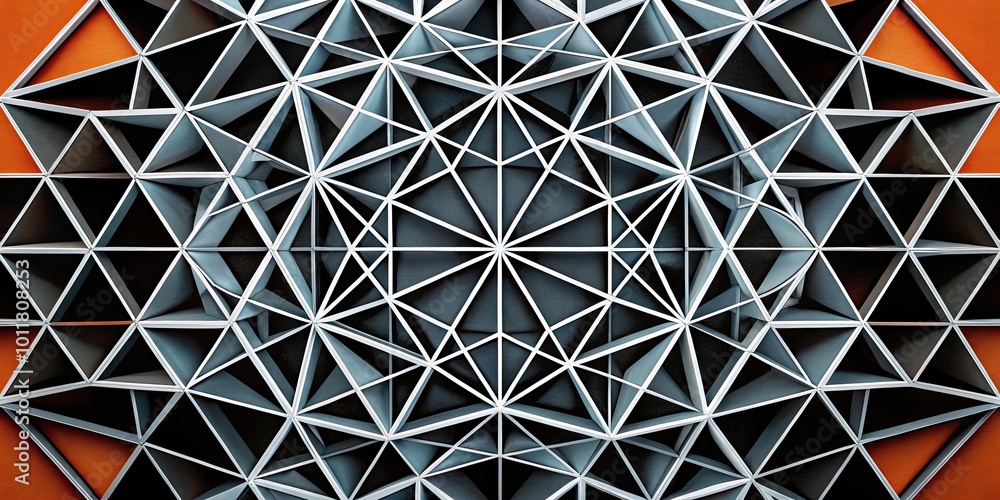Complex web of white geometric lines on a black background. Complex web of white geometric lines on a black background.
