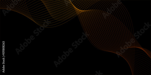 Futuristic waves curved neon light effect geometric patterns, geometric abstract smooth wave lines element speed sound energy wave lines on black background, Dark premium background design with lines.