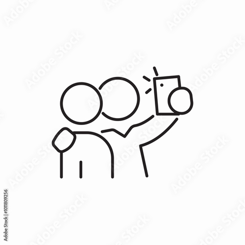 mobile phone taking selfie icon sign vector