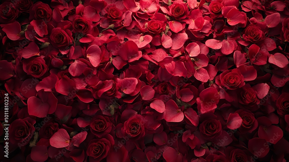 Lush Carpet of Velvety Red Roses Creating an Opulent Romantic Background Lush Carpet of Velvety Red Roses Creating an Opulent Romantic Background