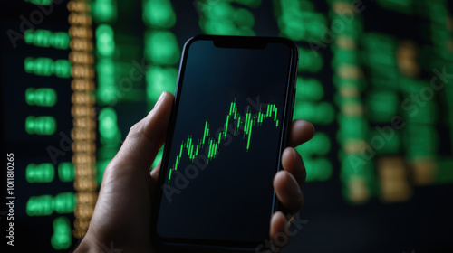 Smartphone Displaying Stock Market Data in Dark Environment