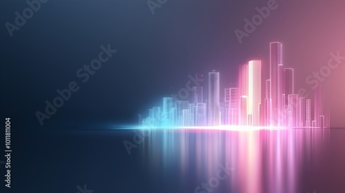 Cosmic Neon Waves Over Radiant Cityscape - Stunning Meteor Shower Reflections on Glowing Skyscrapers and Bioluminescent Streets in a Futuristic Skyline