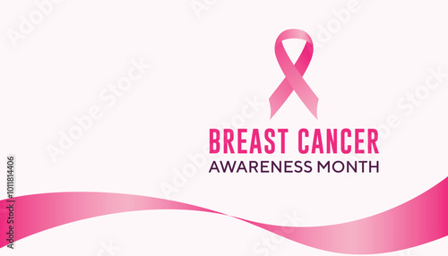 Pink ribbon, breast cancer awareness month in october banner design template. vector illustration