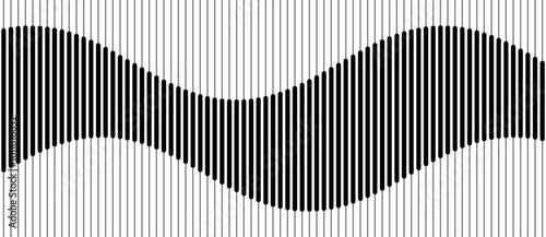 Abstract art geometric background with vertical lines. Optical illusion with waves and transition.