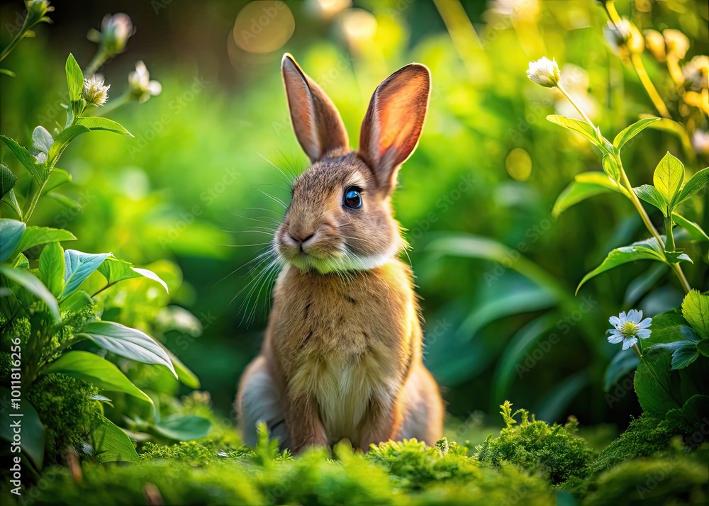 Adorable Polish Bunny Sitting Gracefully in a Lush Green Garden Under Bright Sunny Skies Adorable Polish Bunny Sitting Gracefully in a Lush Green Garden Under Bright Sunny Skies