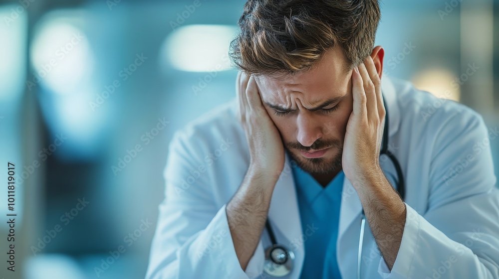 Sad Man Doctor Stress And Pain, Generative AI Sad Man Doctor Stress And Pain, Generative AI