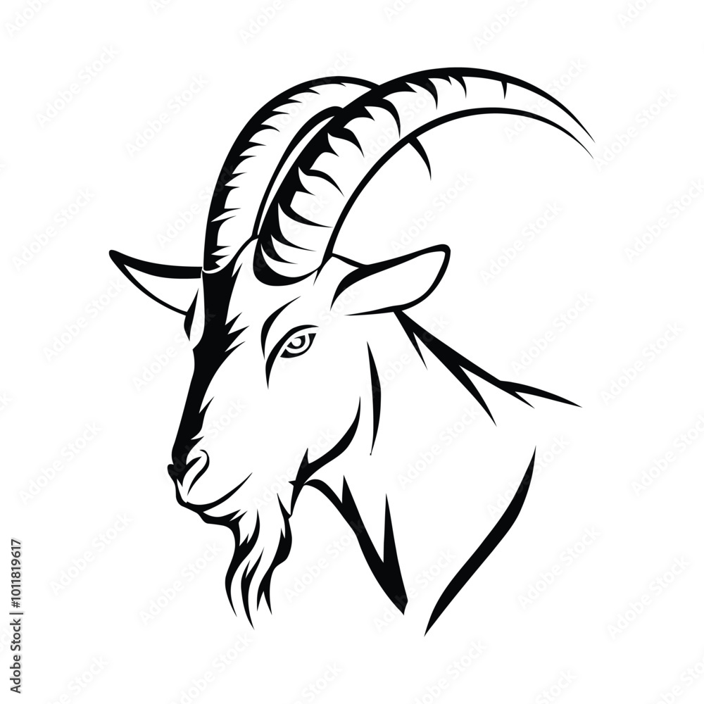 Fototapeta premium Black Goat Head. Goat Head Vector. Goat Head icon. Goat Head logo. Goat logo. Goat Head silhouette.