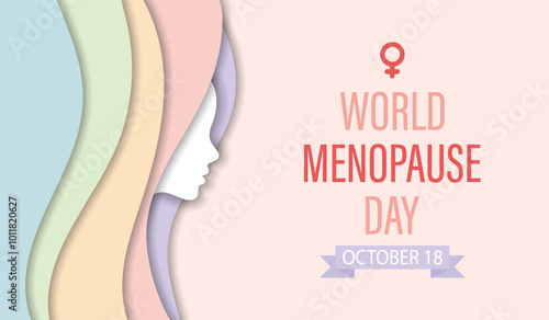 World Menopause Day banner with female profile in cut paper style. Medical poster, illustration.