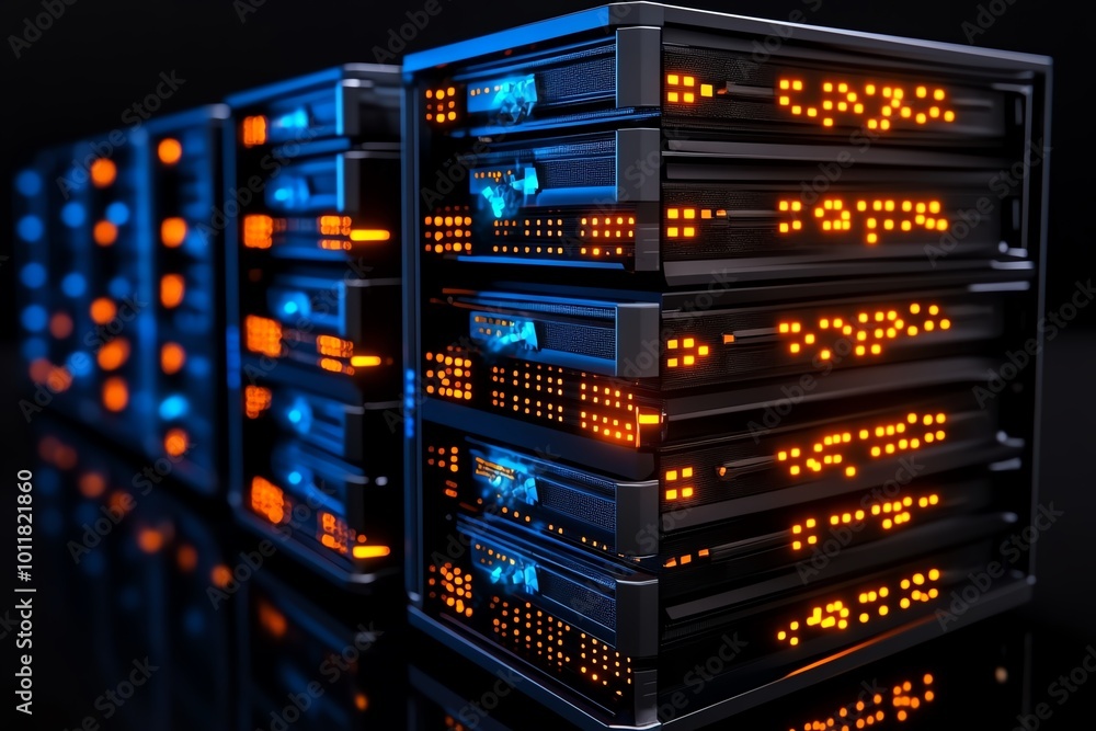 A futuristic data center with glowing servers, under cyberattack from AI-driven malware, symbolizing data theft in a technologically advanced future A futuristic data center with glowing servers, under cyberattack from AI-driven malware, symbolizing data theft in a technologically advanced future