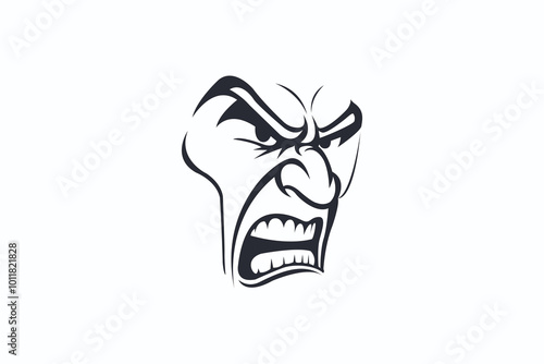 Vector illustration of an angry, annoyed face.