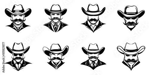 Man head in cowboy hat vector design
