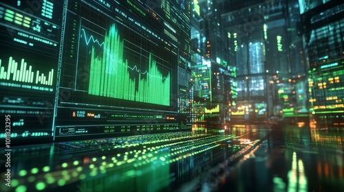 A dramatic stock market graph soaring upward, illustrating a sharp increase, with a glowing Nvidia logo prominently displayed in the foreground.