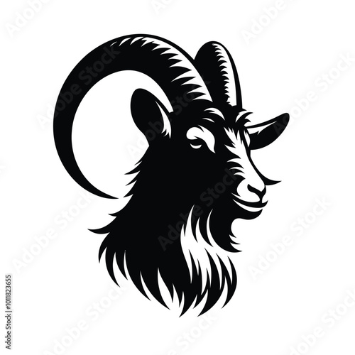 Black Goat Head. Goat Head Vector. Goat Head icon. Goat Head logo. Goat logo. Goat Head silhouette.