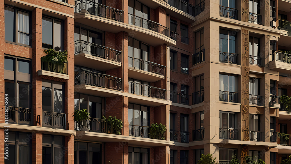 Showcasing a pattern view of an apartment building Showcasing a pattern view of an apartment building