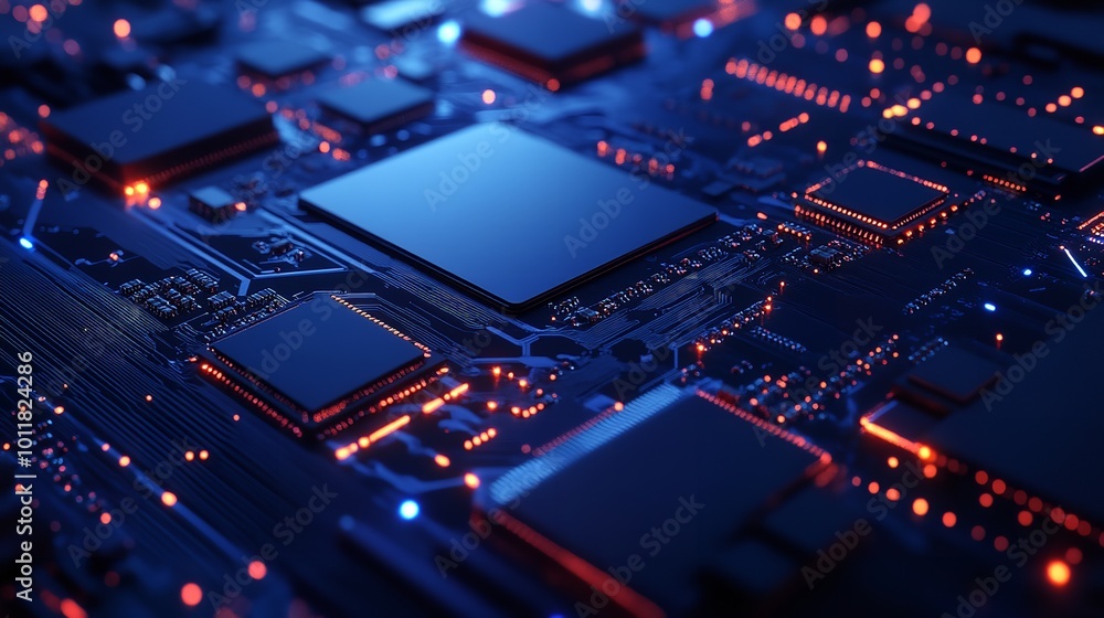 Modern Technology Circuit Board and Chip Texture Background Design Modern Technology Circuit Board and Chip Texture Background Design