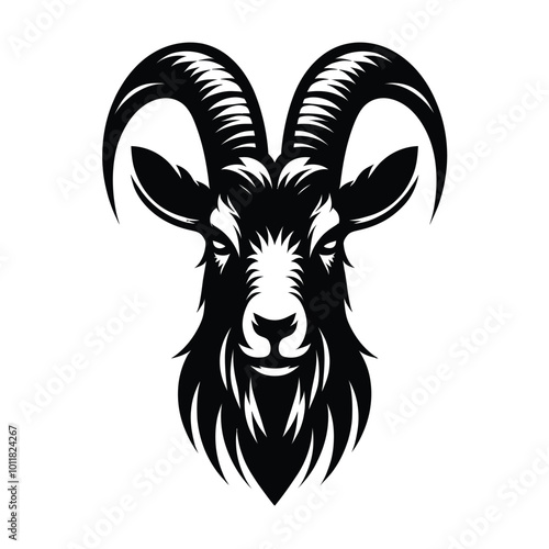 Black Goat Head. Goat Head Vector. Goat Head icon. Goat Head logo. Goat logo. Goat Head silhouette.