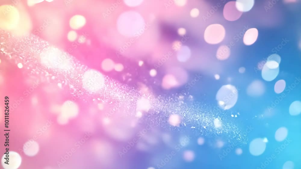 Abstract colorful bokeh lights background with pink and blue hues. Festive and dreamy atmosphere concept