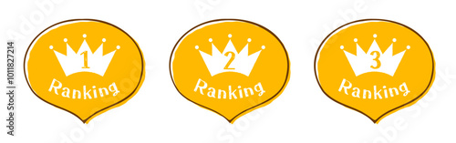 ランキングのイラストセット　1位、2位、3位