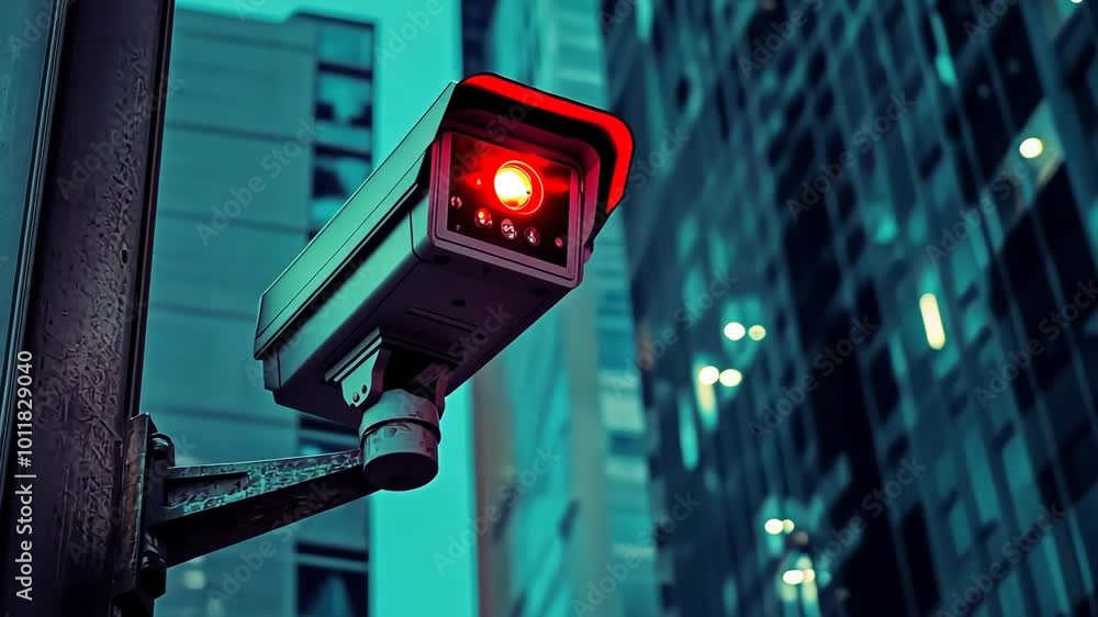 Surveillance Camera with Blinking Red Light