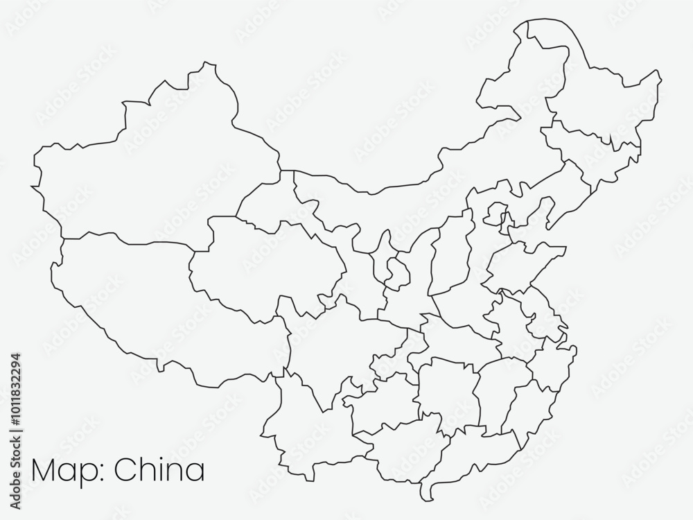 Obraz premium Map of china. Outlined People's Republic of China map country in national flag style vector.