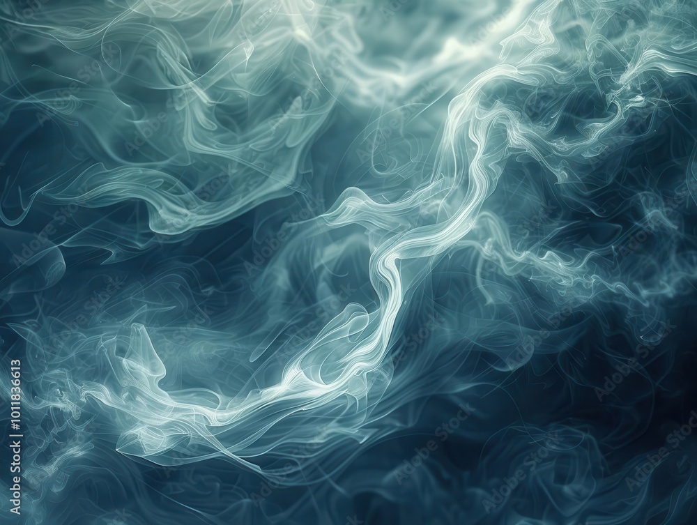 Fototapeta premium Smoke textures with dynamic swirls, ethereal and mysterious, Digital, Cool tones, Illustration, Visual depth