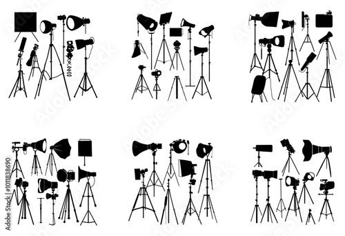 illustration with cinematographic set isolated on white background
