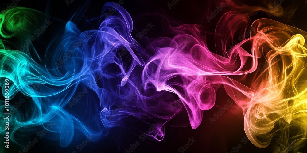 Fototapeta premium Bright Color Smoke: Create swirling, cloud-like forms in bold, bright colors (e.g., pinks, blues, and purples), mimicking the look of smoke or fog.
