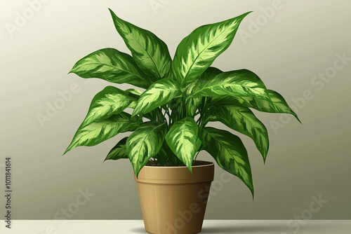 Image of a Houseplant in a Modern Pot, Copy space