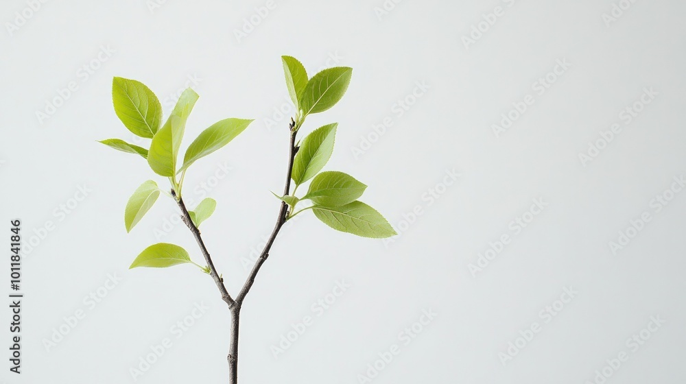 A young sapling tree with small green leaves, isolated on a white background, symbolizing growth, nature, and new beginnings. A young sapling tree with small green leaves, isolated on a white background, symbolizing growth, nature, and new beginnings.
