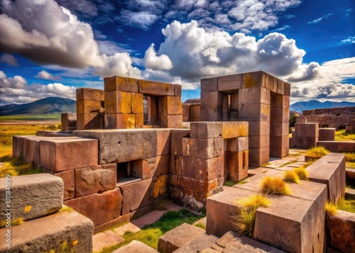 Ancient H Blocks at Puma Punku Site Showcasing Intricate Stonework and Mysterious Civilizations photo