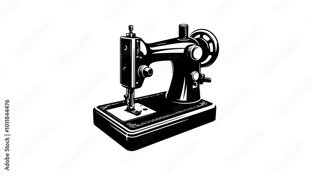 Fototapeta premium Sewing machine silhouette vector illustration.