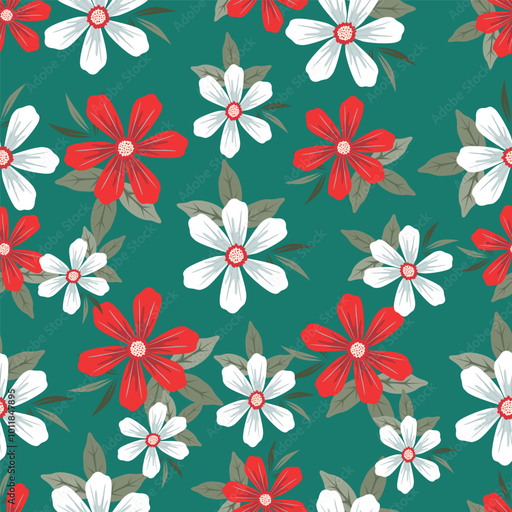 Beautiful pattern with flowers and leaf. Floral vector illustration. Beautiful pattern with flowers and leaf. Floral vector illustration.
