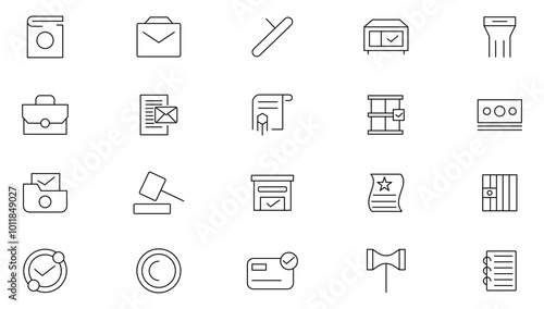 Law and Justice line icon set. Gender, racial, sexual orientation, judge, equity, respect, law, judgment, prison, justice, court legal, lawyer, criminal line icon set. UI thin line icon pack.