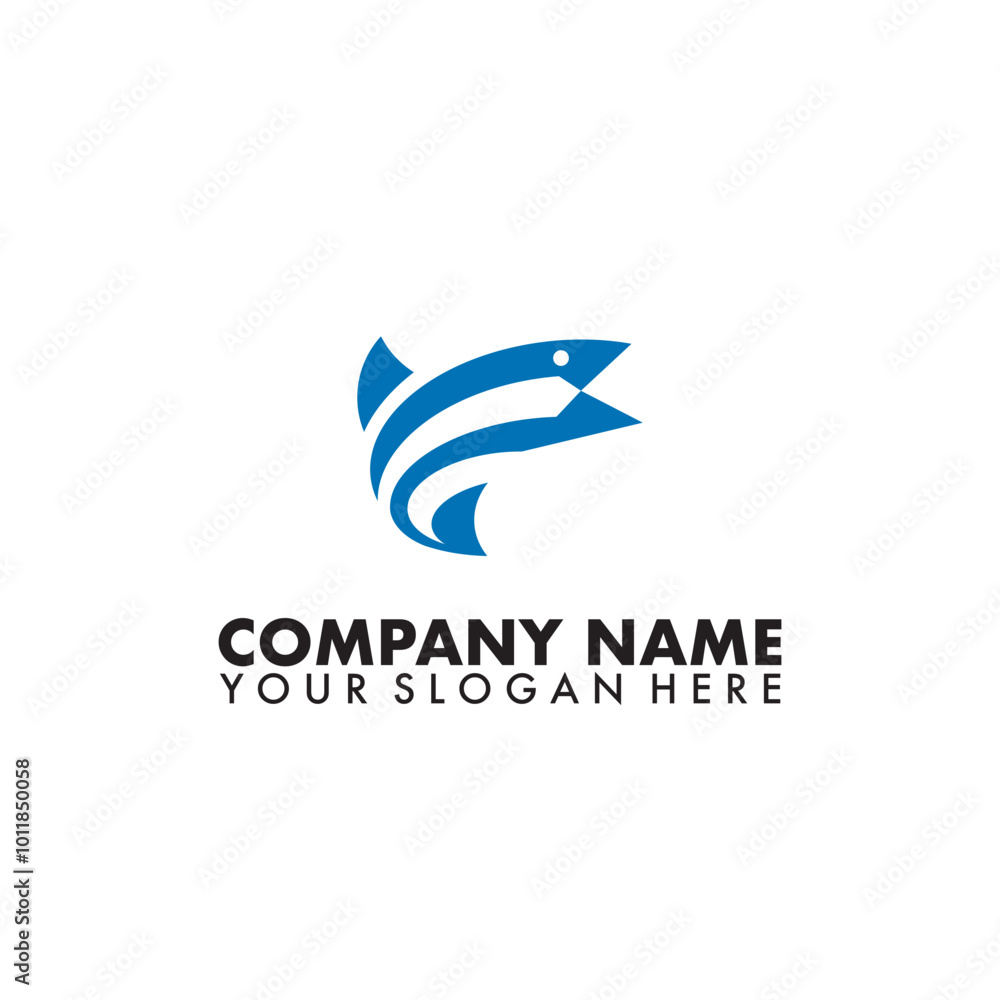 Vector blue fish and arrow sign in abstract shape Vector blue fish and arrow sign in abstract shape