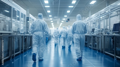 Sterile Semiconductor Manufacturing Factory And Workers, Generative AI