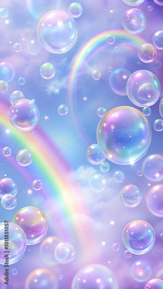 background for children's cards with soap rainbow bubbles and stars background for children's cards with soap rainbow bubbles and stars