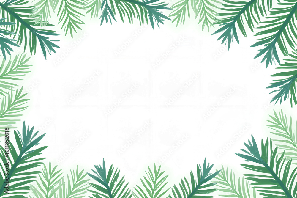 Natural Pine bough winter or summer border in greens, and blues decorative border frame design for invitations, greetings, posters backgrounds, web Natural Pine bough winter or summer border in greens, and blues decorative border frame design for invitations, greetings, posters backgrounds, web