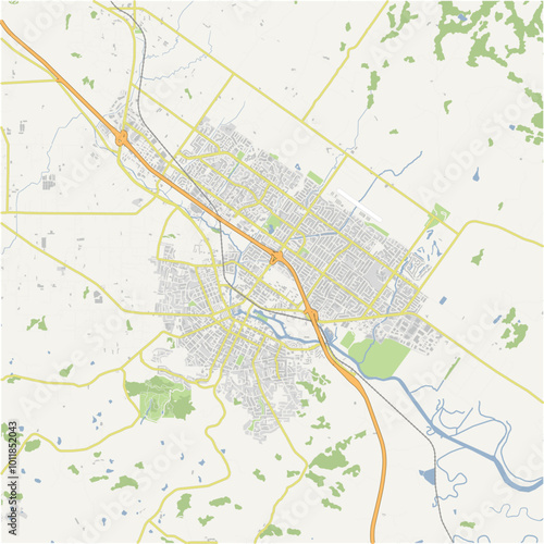 Map of Petaluma in California in a normal road map style. Contains layered vector with roads water, parks, etc. photo