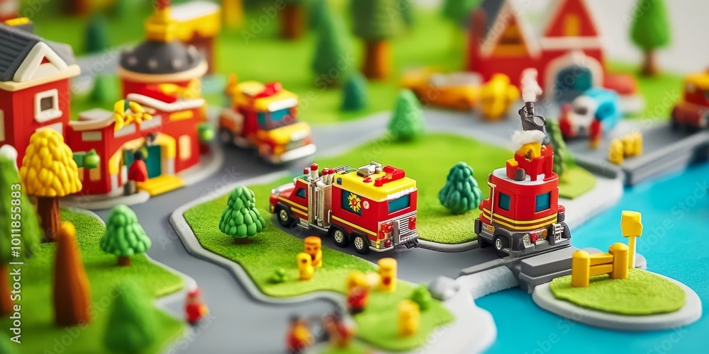 Fire Stations: Create an image of a modern fire station with fire trucks and firefighters preparing for action, showcasing public safety infrastructure. Fire Stations: Create an image of a modern fire station with fire trucks and firefighters preparing for action, showcasing public safety infrastructure.