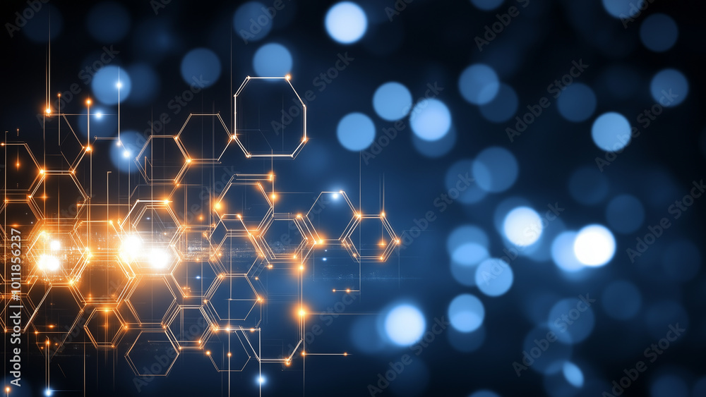 Fototapeta premium Digital Circuitry Network, A futuristic and abstract glowing geometric