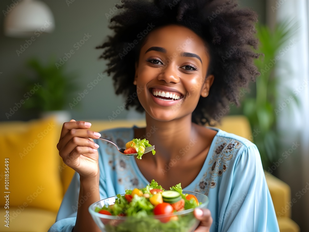Joyful Woman Enjoying a Healthy Salad Joyful Woman Enjoying a Healthy Salad