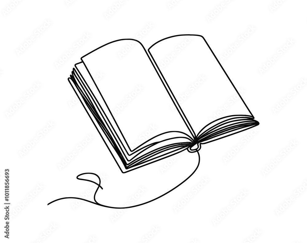 Minimalist line art of an open book with bookmark Minimalist line art of an open book with bookmark