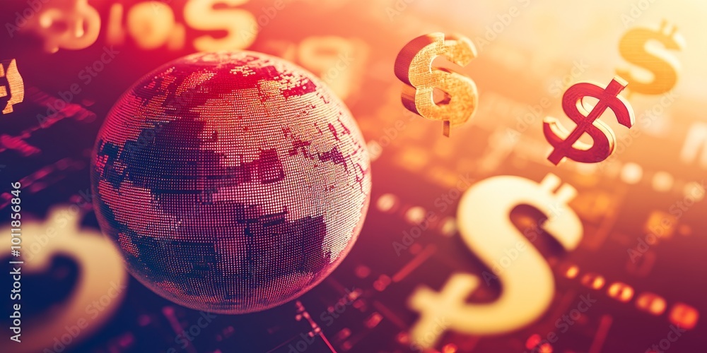Global Currency Exchange Show a digital globe with international