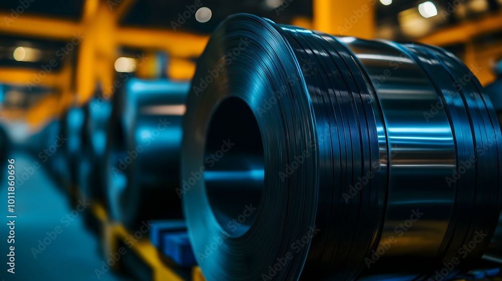 Obraz premium Metal roll in industrial warehouse environment